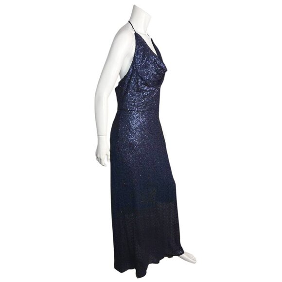 AMSALE Cowl Neck Halter Top  Sequin Evening / Bridesmaids Dress - Picture 3 of 9